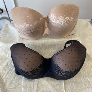 TWO Soma Stunning Support Full Coverage Bras Size 36D One BLACK one BEIGE